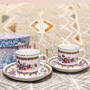 Vintage chinese demitasse cups espresso/tea cups set of 2